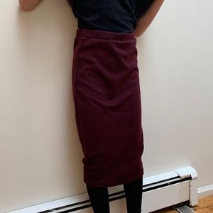 vintage bar lll burgundy midi skirt